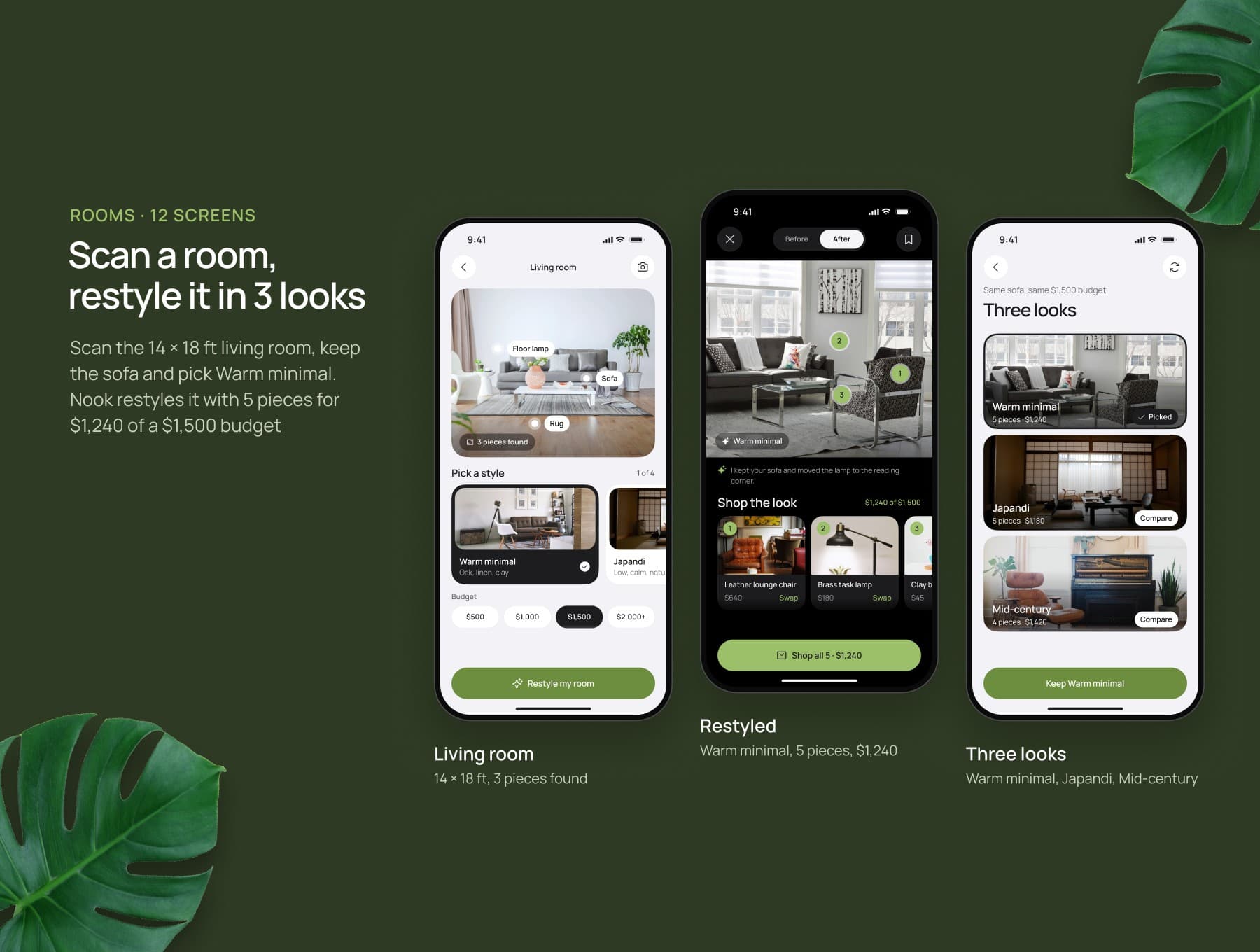 Nook – AI Room Restyle App UI Kit — 2