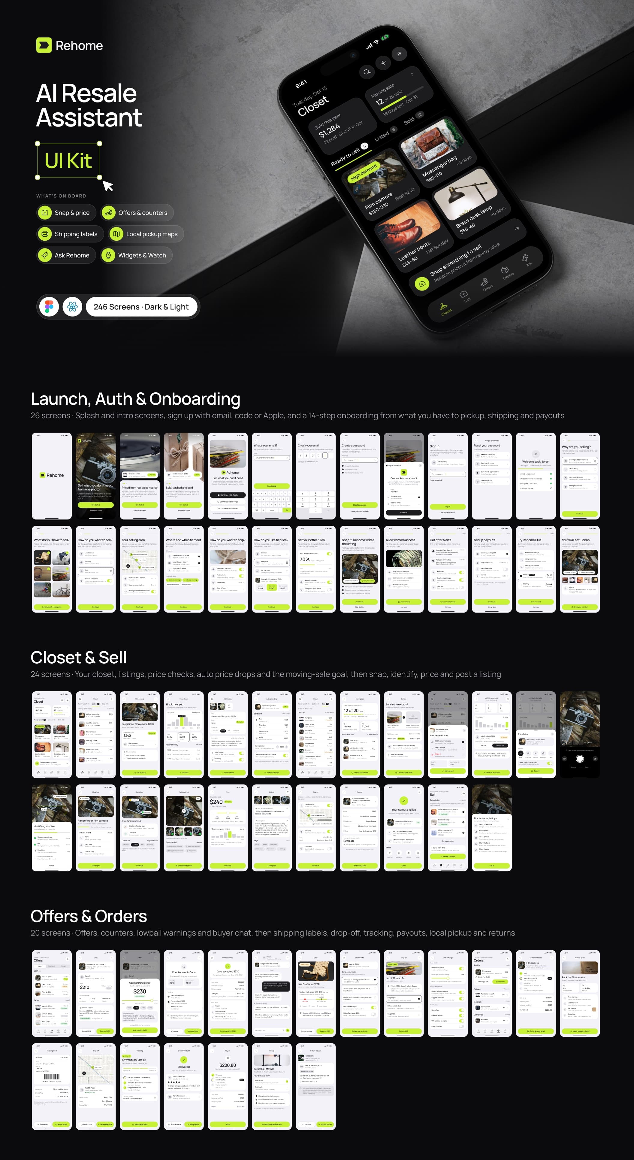 Rehome – AI Resale Assistant App UI Kit — full preview 1