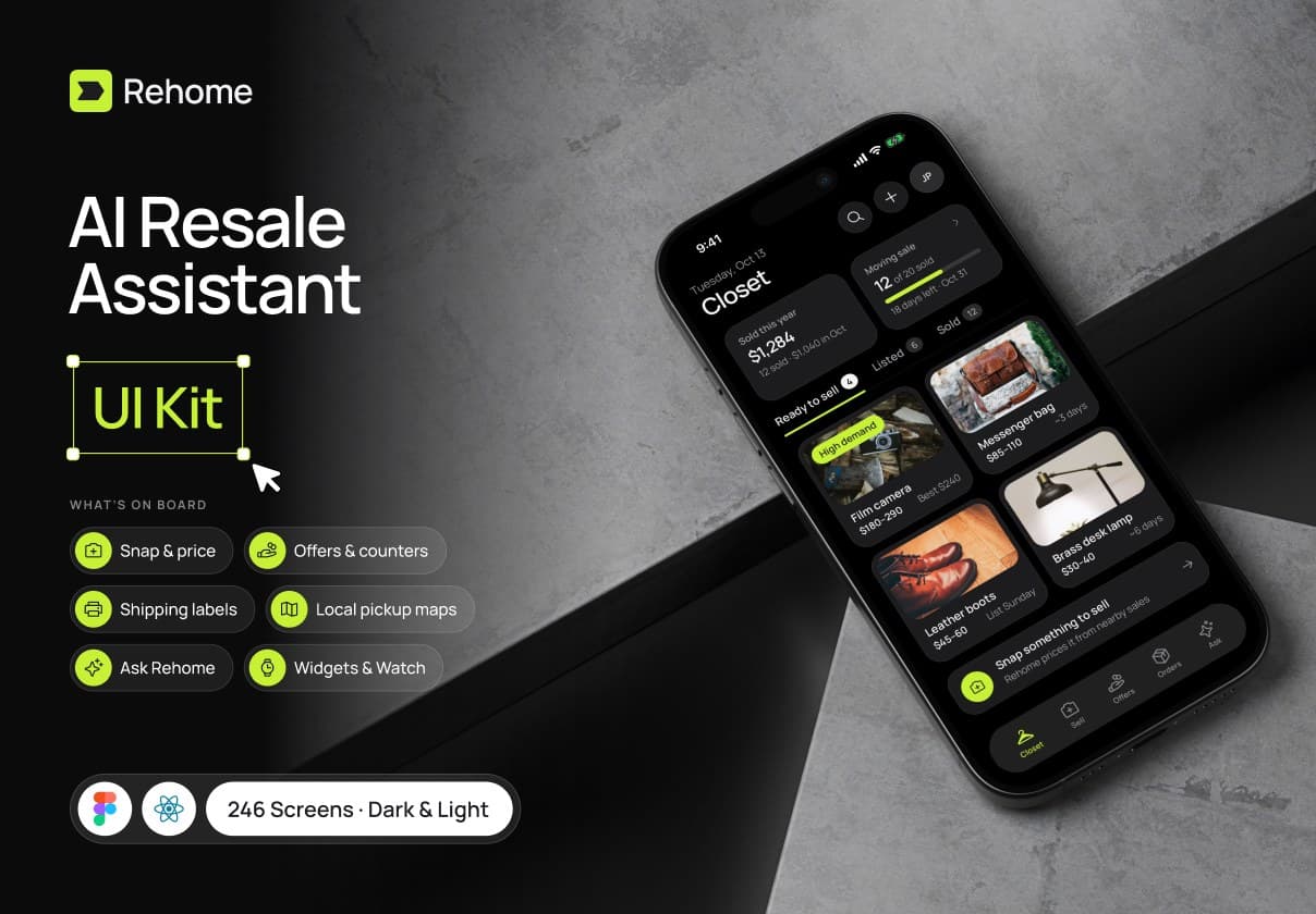 Rehome – AI Resale Assistant App UI Kit