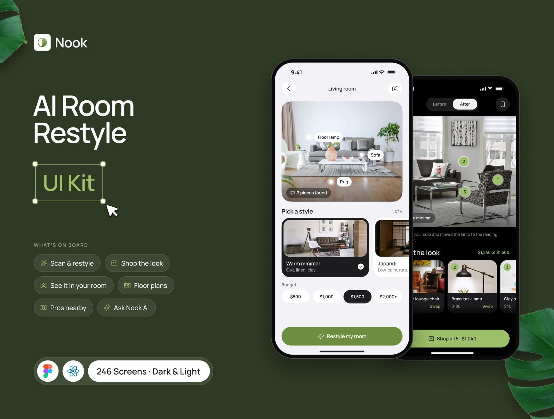 Nook – AI Room Restyle App UI Kit — 1